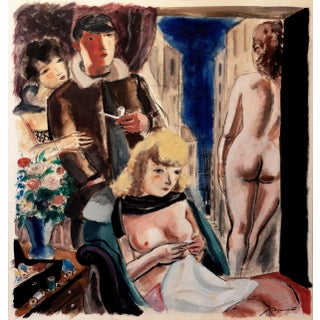 'Brothel Interior With Figures' by André Dignimont, Salon D’Automne, Paris, Benezit, Illustrator For Sale