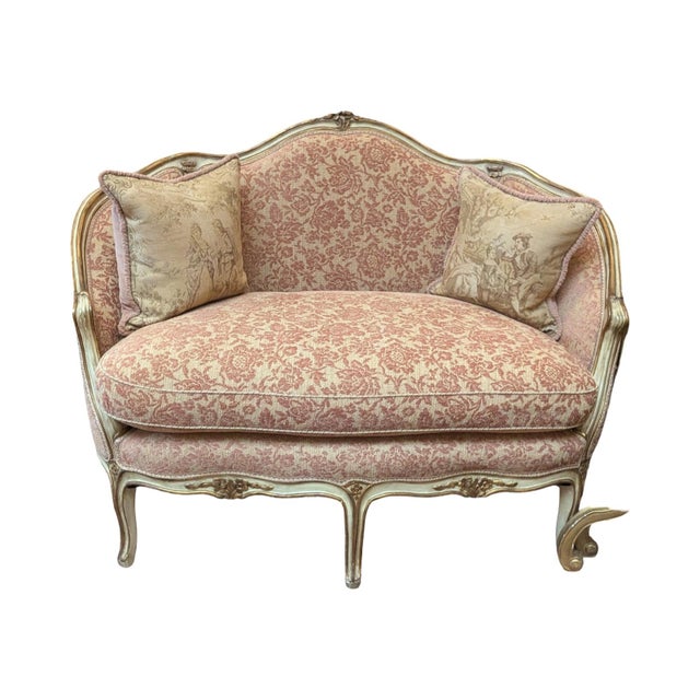 Antique Classic Roccoco /Louis XV Style French Boudoir Settee (Pillows Sold Seperately) For Sale - Image 9 of 12