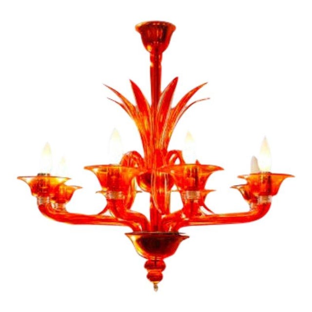 Price reduced $5,000. Now only $3,900! From the furnaces of world renowned Barovier & Toso, this spectacular 8-light...