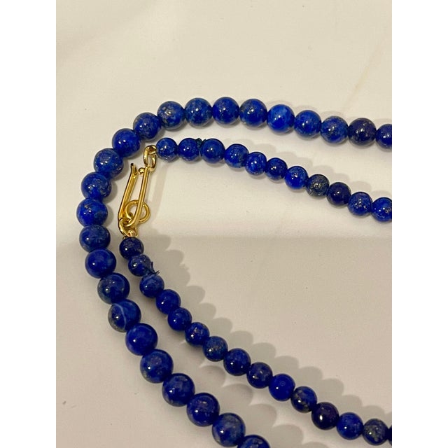 Certified Vintage Lapis Lazuli Single Strand Necklace 14 Kt Yellow Hook Clasp For Sale - Image 17 of 18
