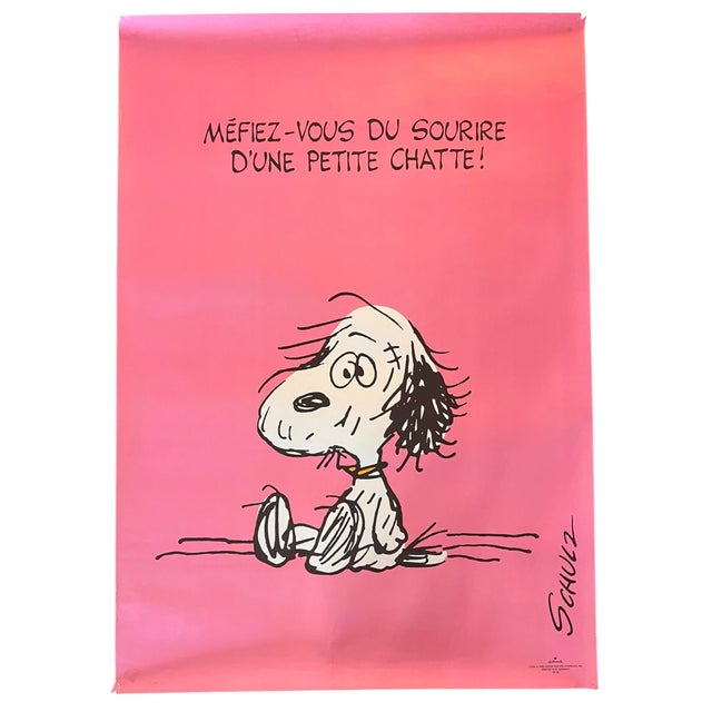 Black Beware of a Kitten's Smile Snoopy Hallmark Poster from Charles Schulz, 1950s For Sale - Image 8 of 8