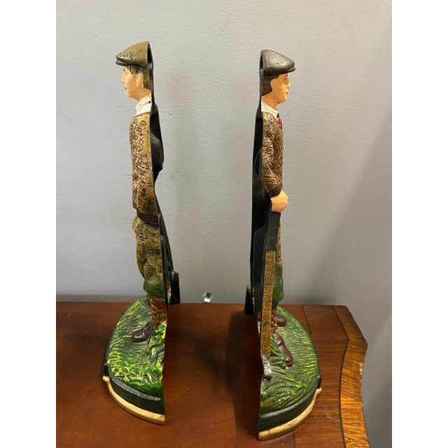 Mid-Century Modern Oversized Metal Classic Golfer Bookends - A Pair For Sale - Image 3 of 6