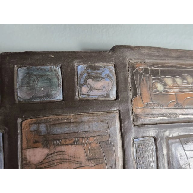 Vintage MCM Philippe Jacques French Ceramic Abstract Wall Plaque Sculpture For Sale - Image 11 of 14