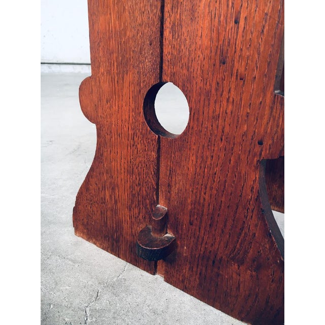 Amsterdamse School Design Oak Handle Stool, Netherlands, 1920s For Sale - Image 3 of 17