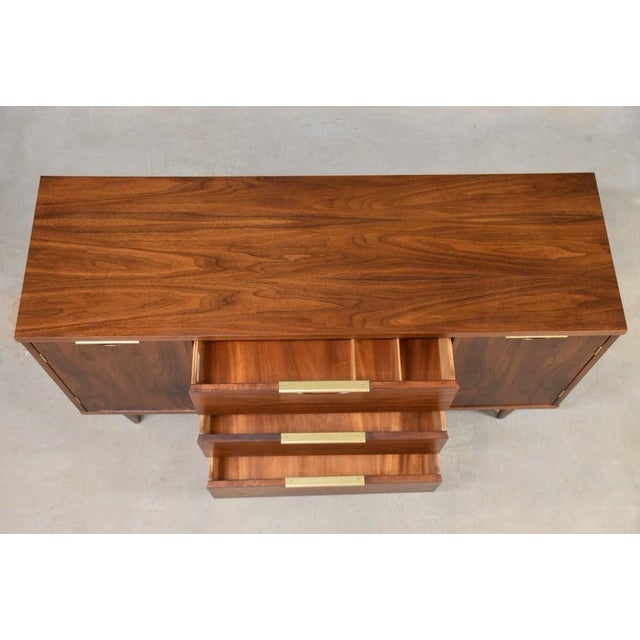 Brown 1960s Refinished 58” Walnut Sideboard Credenza by Kent Coffey Tableau For Sale - Image 8 of 10