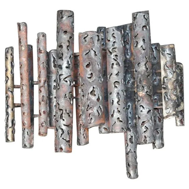 Mid-Century Modern Metal Brutalist Wall Art in the Manner of Paul Evans For Sale - Image 10 of 10