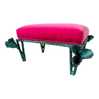 Bronze and Velvet Footstool For Sale