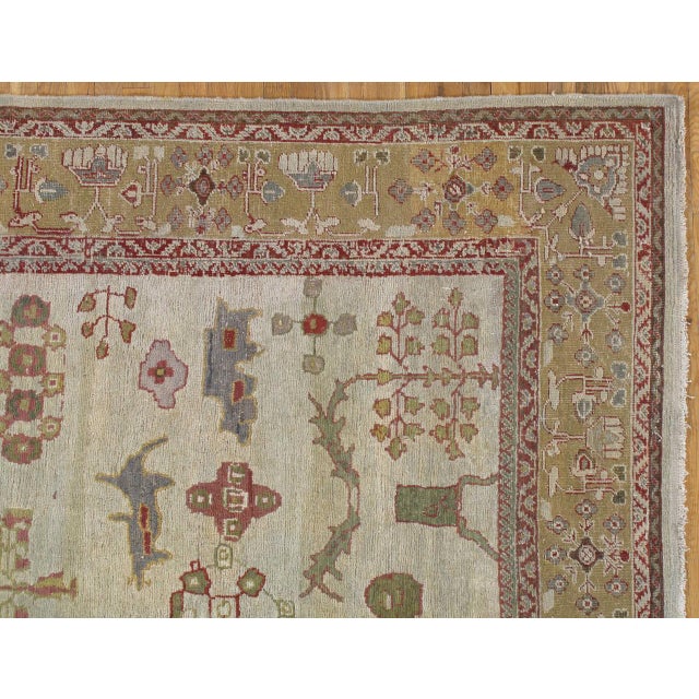 Persian Antique Persian Sultanabad Carpet, Handmade Oriental Rug, Ivory, Gold, Green For Sale - Image 3 of 5