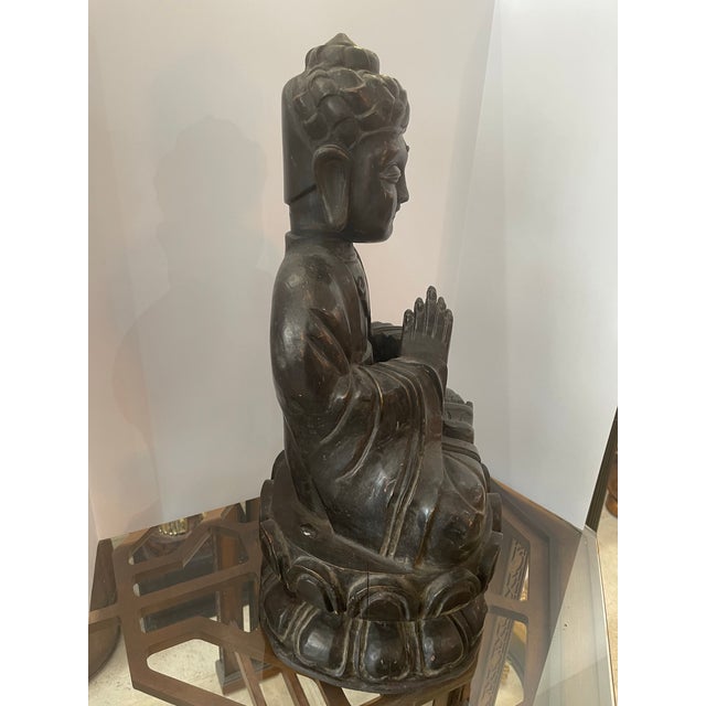 Early 20th Century Wooden Buddha Statue Early 20 Th Ct. For Sale - Image 5 of 12