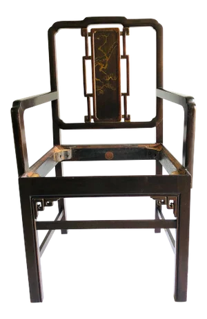 Antique Oriental Style Berkey & Gay Solid Wood Hand-Paint Arm Chair