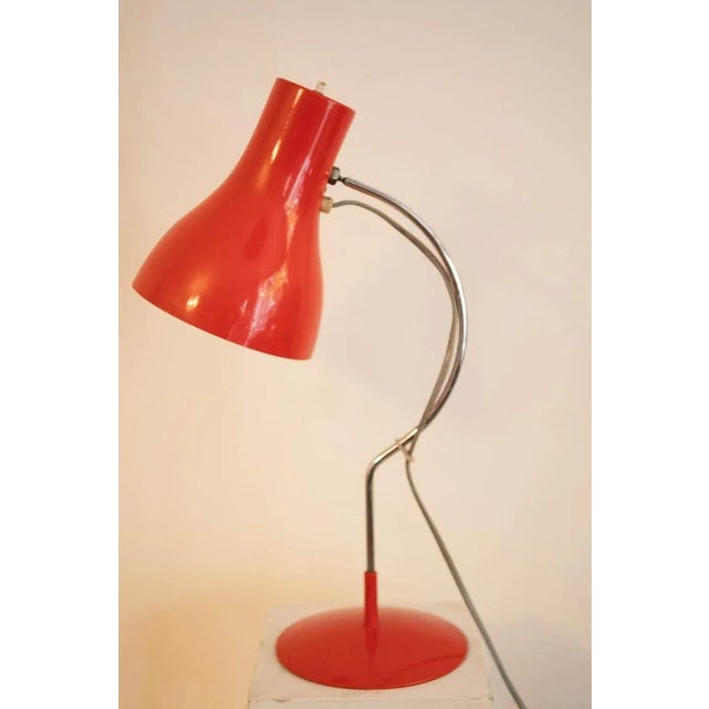 Metal Red Table Lamp by Josef Hurka for Napako, 1960s For Sale - Image 7 of 9