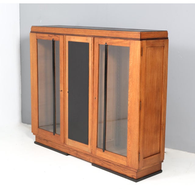 Art Deco Modernist Oak Three-Door Bookcase, 1920s For Sale - Image 4 of 10