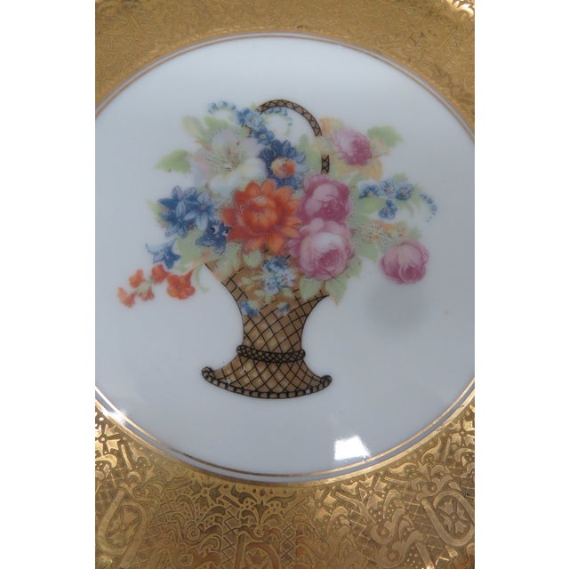 Early 20th Century Early 20th Century Heinrich and Co Selb Bavaria Porcelain 22k Filigree Set of 5 Plates 4802b For Sale - Image 5 of 17