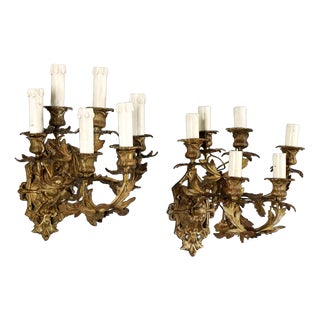 19th Century Gilt Bronze Wall Lights, Italy, Set of 2 For Sale