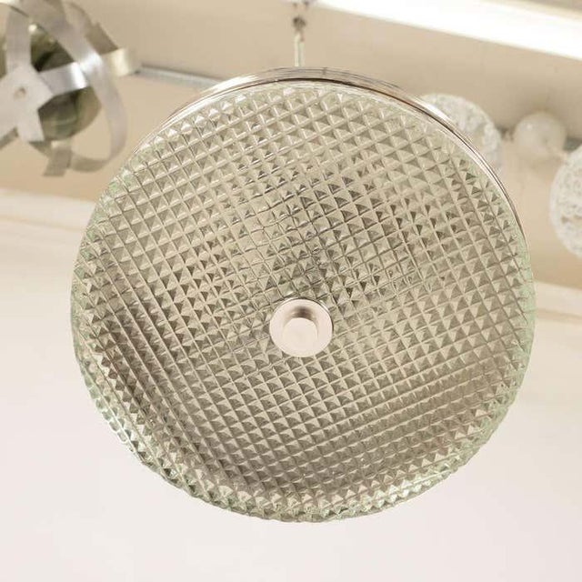 Early 21st Century Faceted Glass & Nickel Flush Mount For Sale In New York - Image 6 of 10