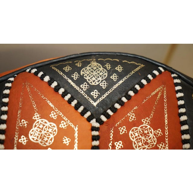 Vintage Tan & Brown Leather Footstool, 1960s For Sale - Image 10 of 17