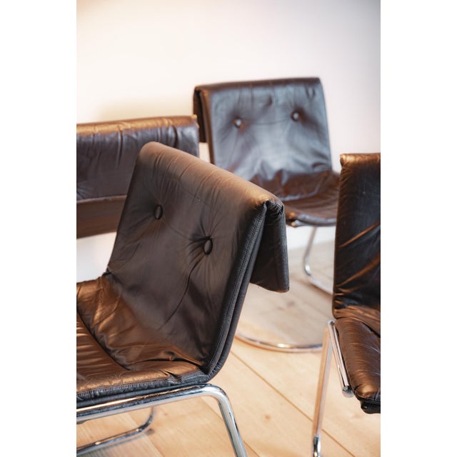 Vintage Cantilever Chairs with Tubular Chromed Steel Frame, 1970, Set of 4 For Sale - Image 3 of 9