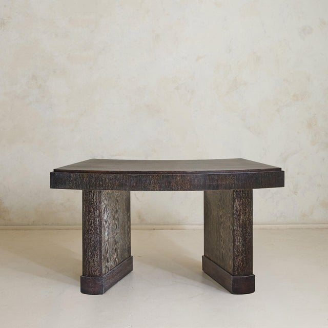 French Brown Cerused Oak Desk, 1940s For Sale In Chicago - Image 6 of 11