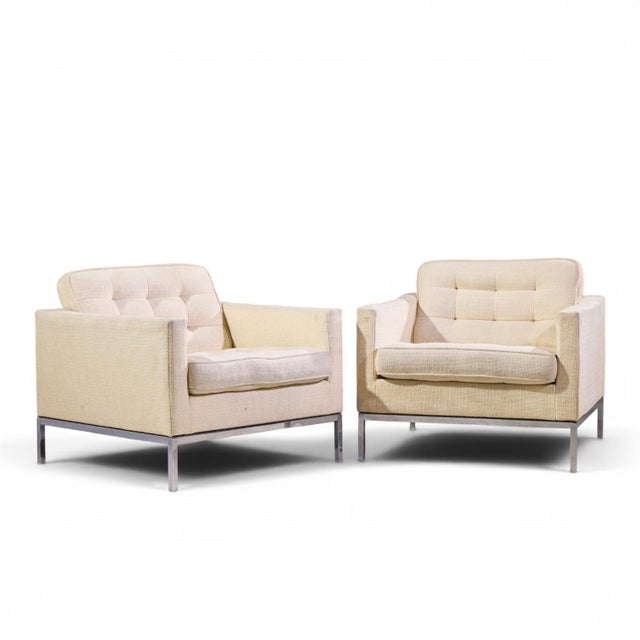 Florence Knoll Mid Century Relaxed Cube Club Lounge Chairs - Pair Each chair measures: 32.75 wide x 33.5 deep x 28.25...