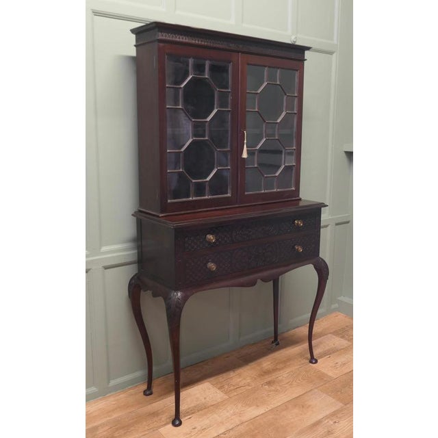 Chinese Chippendale Astral Glazed Mahogany Display Cabinet For Sale - Image 4 of 7