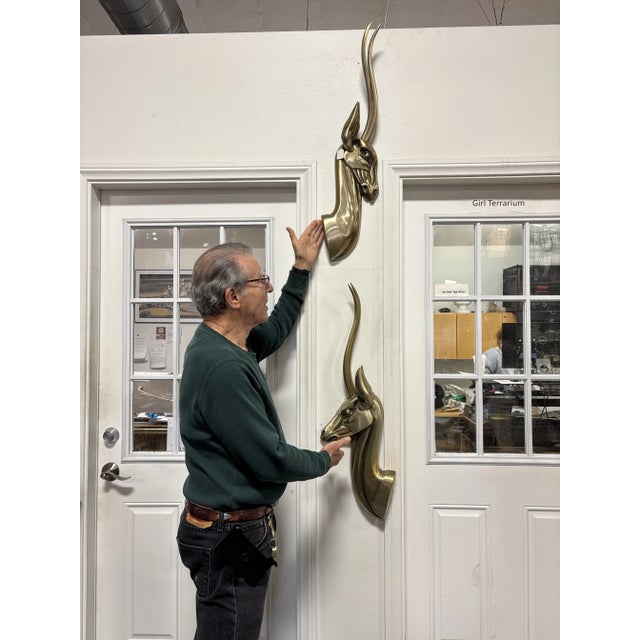 Metal Modernist Anodized Aluminum Gazelle Wall Sculpture by Pendergast - a Pair For Sale - Image 7 of 9