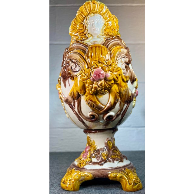 Ceramic Antique Majolica Detailed Porcelain/Pottery Centerpiece Bowl For Sale - Image 7 of 12