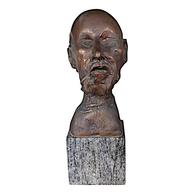 Jean Roulland, Sculpture of Hippocrates, 1970s, Bronze on Marble Base For Sale