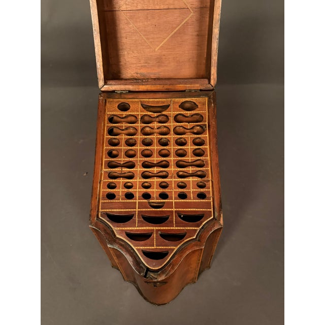 18th Century English Mahogany Knife or Cutlery Box With Satinwood, Rosewood & Silver Inlay, Circa 1780 For Sale - Image 4 of 15
