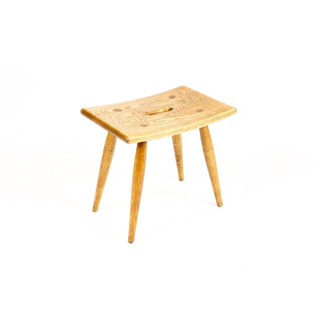 1960s Danish Modern Mid Century Vintage White Oak Milking Stool — British Oak For Sale - Image 5 of 10