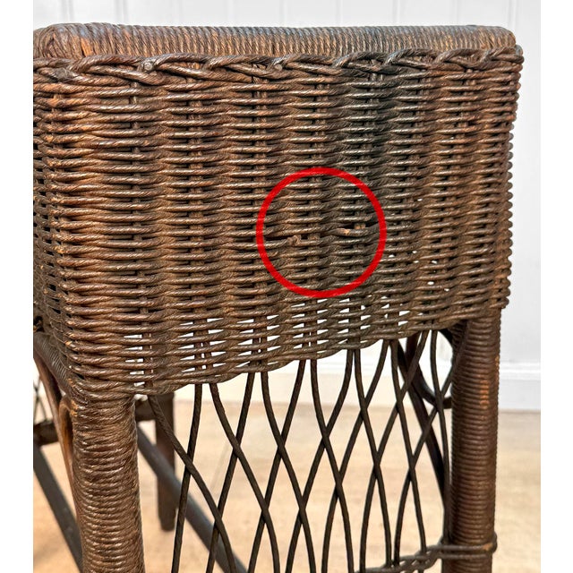 Antique Victorian Wicker Window Box Plant Stand With Insert For Sale - Image 11 of 13