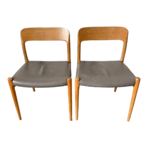 Mid Century Danish Modern 1960s Niels Moller Model 75 Teak Dining Chairs a Pair