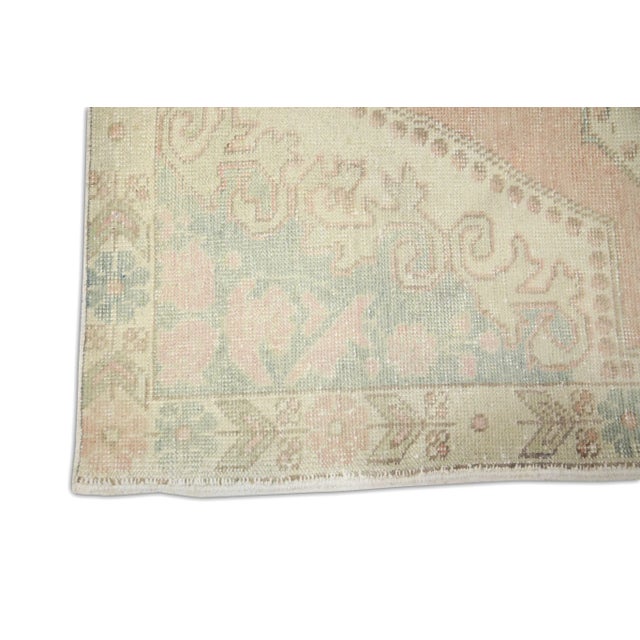 Tribal 1960s Vintage Pink & Blue Rug For Sale - Image 3 of 7