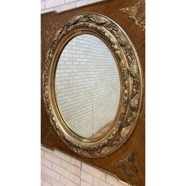 Antique French Napoleon III Style Caved Gold Gilded Medallion Wall Mirror For Sale In Chicago - Image 6 of 9