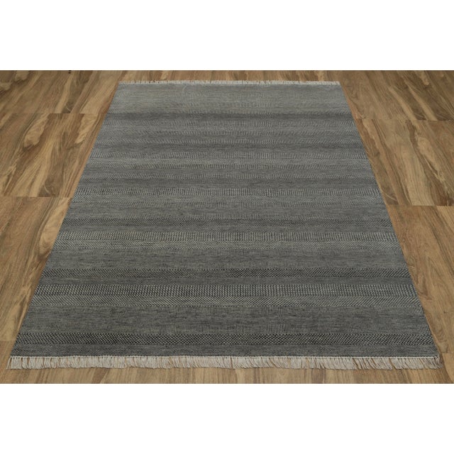 8' x 10' Savannah Hand Knotted Modern Grey and Black Wool & Silk Rug For Sale - Image 12 of 18