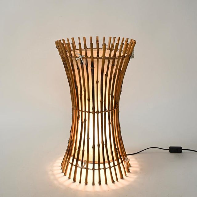 Floor Lamp in Cotton, Bamboo and Rattan from Franco Albini, Italy, 1950s For Sale - Image 12 of 13