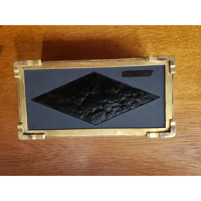 Metal 1890 French Cloisonne & Pressed Amber Glass Gilt Brass Jewelry Box For Sale - Image 7 of 7