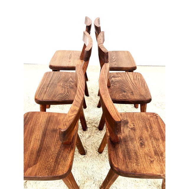 Vintage T Aranjou Chairs in Elm, 1960, Set of 6 For Sale - Image 14 of 18
