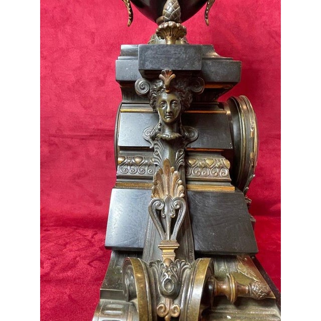 Black Marble Clock from Barrard & Vignon For Sale - Image 6 of 12