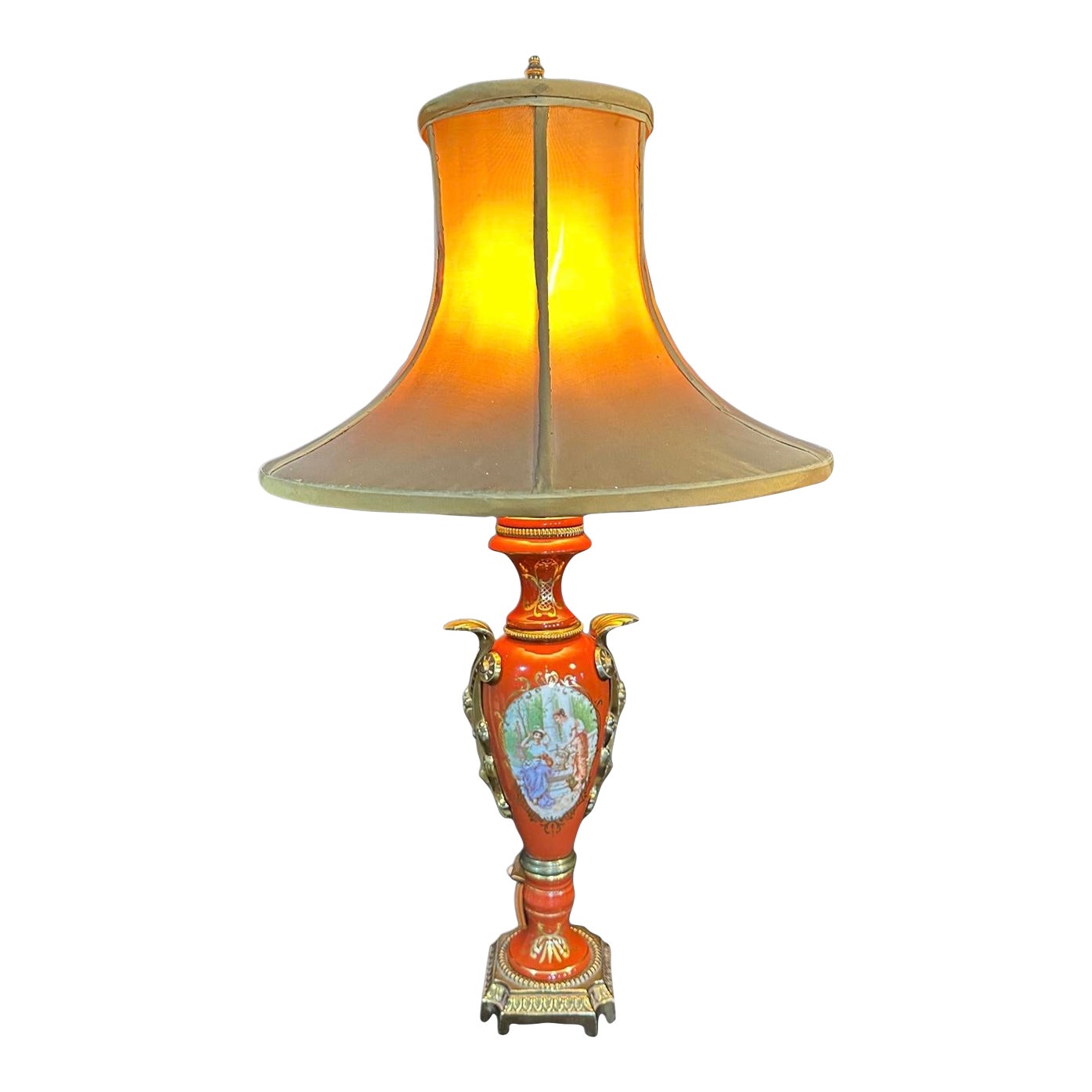 Late 19th Century Victorian Porcelain Table Lamp | Chairish