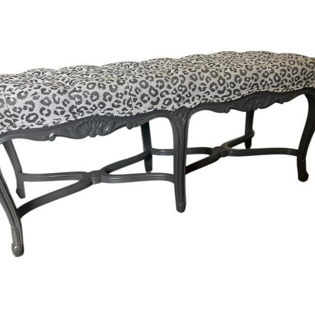 Mid-Century Modern Vintage Double X-Base Bench For Sale - Image 3 of 7