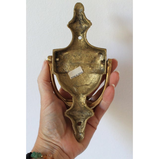 Brass Vintage Traditional Solid Brass Urn-Style Door Knocker For Sale - Image 8 of 9