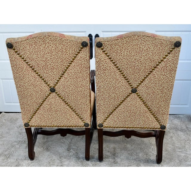 Wood Laneventure Wood Arm Chairs Tudor Style Carved Stretcher Base Vintage Pair For Sale - Image 7 of 12