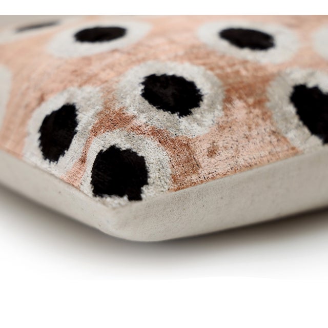 Taupe Polka Dot Silk Velvet Lumbar Pillow 16x24 | Handmade Designer Accent Pillow For Sale - Image 4 of 8