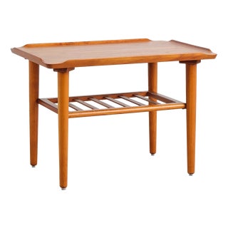 Coffee Table in Teak with Newspaper Shelf by Holger Georg Jensen for Kubus, Denmark, 1960s For Sale
