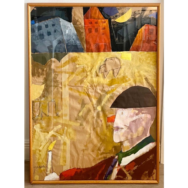 Early 20th Century Emilio Tadini, Italian Pop Art Mixed Media Surrealist Painting Collage Gouache Emilio Tadini For Sale - Image 5 of 12