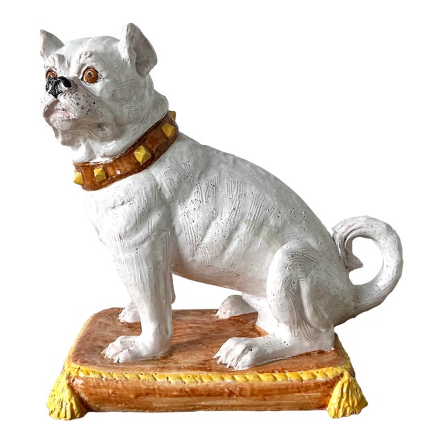 Vintage Regency Italian Glazed Ceramic Dog For Sale