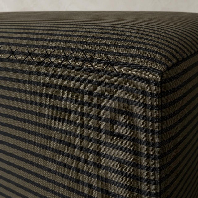 Textile Modern Heavyweight Berg Ottoman Bench in Gabby Stripe For Sale - Image 7 of 10