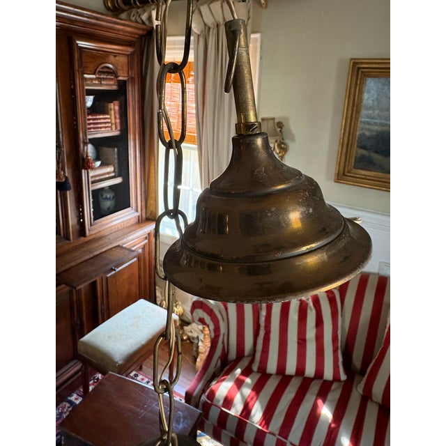 Italian Late 20th Century Italian Brass and Glass Hexagonal Hall Lantern For Sale - Image 3 of 5