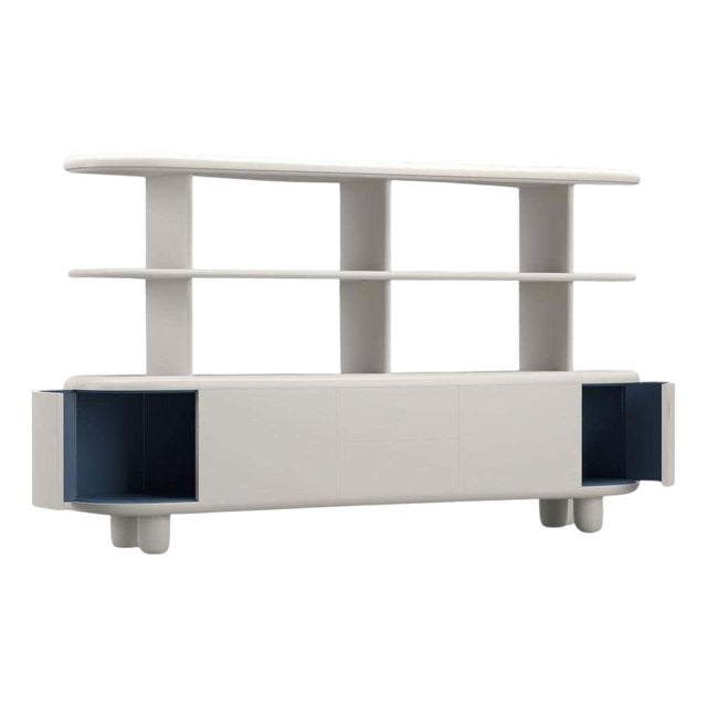 Modern White and Blue Wood Sideboard with 4 Doors and Drawers by Jaime Hayon, 2022 For Sale
