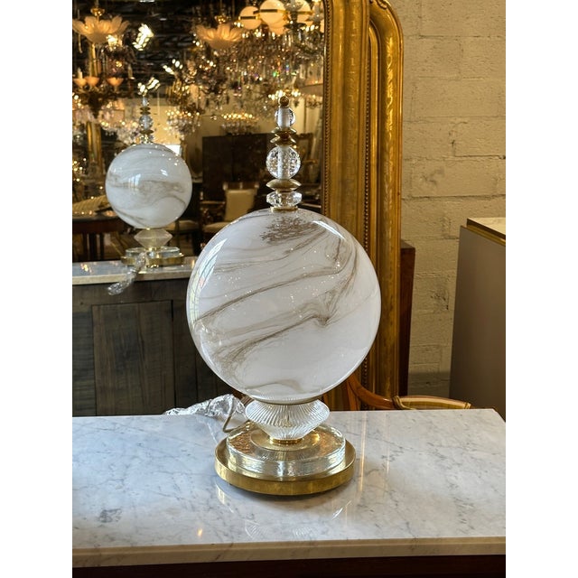 Fabulous modern Murano glass and brass globe lamp. Circa 2000. Perfect for todays eclectic designs!